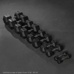 5 LB - 50 LB Pairs Rubber Hex Dumbbells -sports advantage shop 421197 03