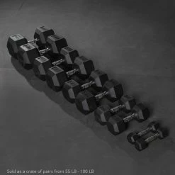 55 LB - 100 LB Pairs Rubber Hex Dumbbells -sports advantage shop 421198 03