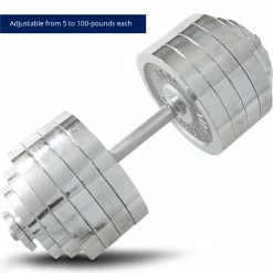 200 LB Set Adjustable Chrome Dumbbells -sports advantage shop 423113 04
