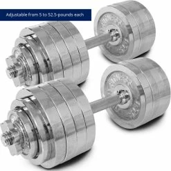 52.5 LB Set Adjustable Chrome Dumbbells -sports advantage shop 423151 04