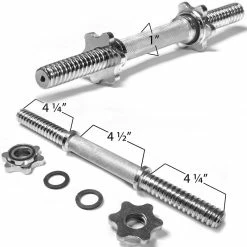 Titan Fitness Pair Adjustable Chrome 14" Thread Dumbbell Handle W/ Lock Collars -sports advantage shop 423163 05